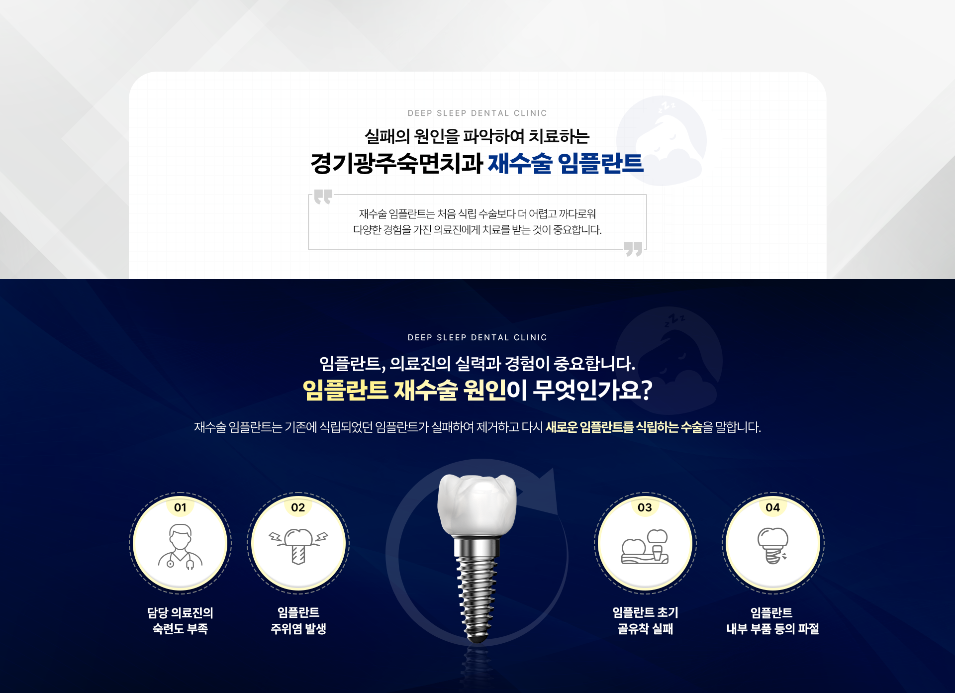 실패의 원인을 파악하여 치료하는 경기광주숙면치과 재수술 임플란트|임플란트, 의료진의 실력과 경험이 중요합니다. 임플란트 재수술 원인이 무엇인가요?